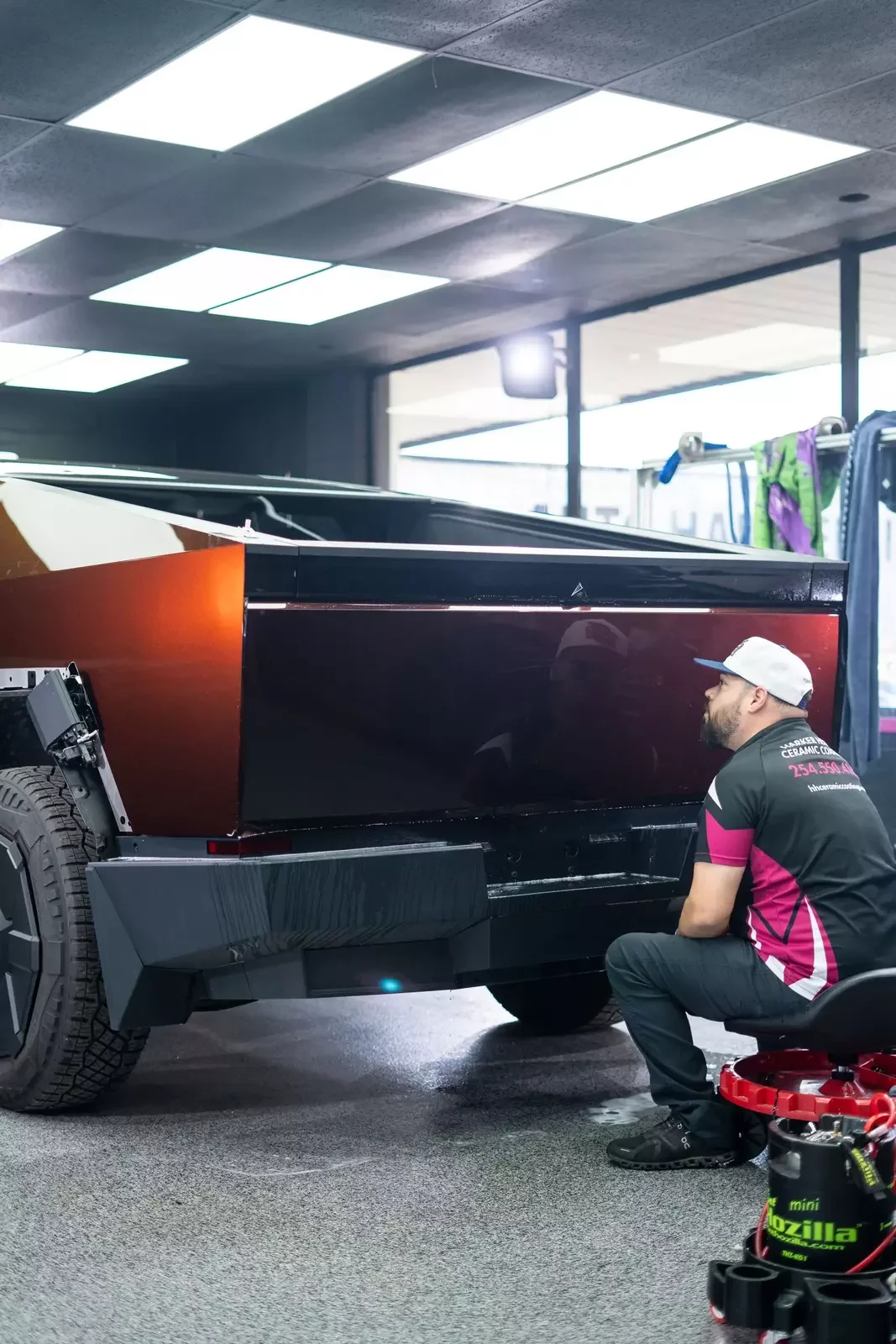 Black Phantom Red: Tesla Cybertruck Wrap | Killeen TX
