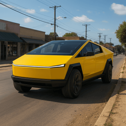 Tesla Cybertruck wrapped in Sunflower Yellow